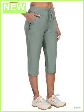 Women's Lightweight Ice Cool Quick Dry Capri Pants with Zipper Pockets Athletic